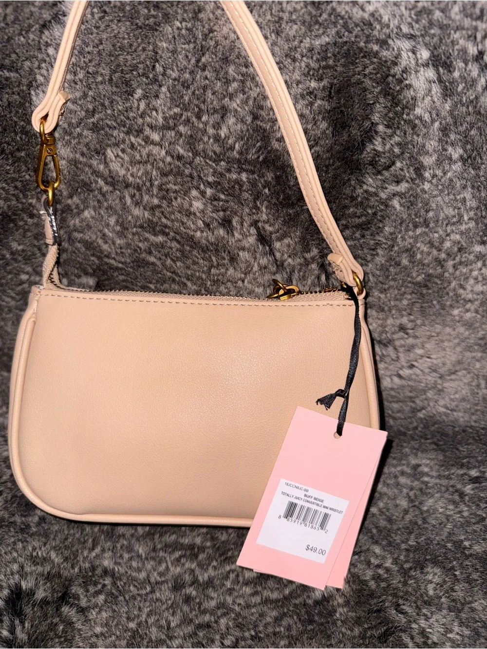 NWT Juicy Couture- Totally Juicy Convertible Mini Wristlet in Buff Beige